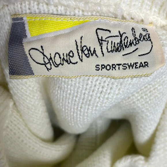 Diane VonFurstenberg Sweater Womens M/L Vintage Shimmer Metallic Retro Art Fall - Picture 7 of 8